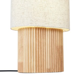Japandi подова лампа дърво с ленен абажур 70 см - Lamel