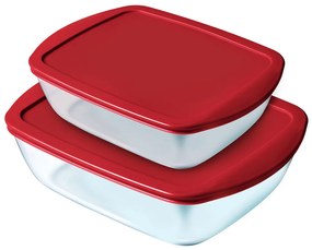 Комплект Кутии за Обяд Pyrex Cook & Store Кристал Червен (2 pcs)