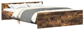 3203744 vidaXL Рамка за легло с горна и долна табла, опушен дъб, 120x200 см