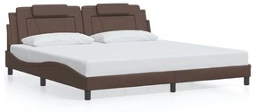 3208119 vidaXL Рамка за легло Viana без матрак, кафява, 200x200 см, изкуствена кожа