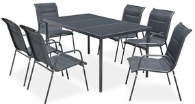 43309 vidaXL Градински трапезен комплект, 7 части, стомана, черен