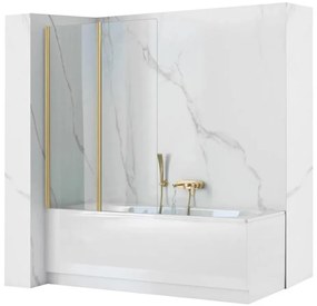 REA-K9777 - Сгъваем параван за вана AGAT 140x100 см четкано злато/прозрачно