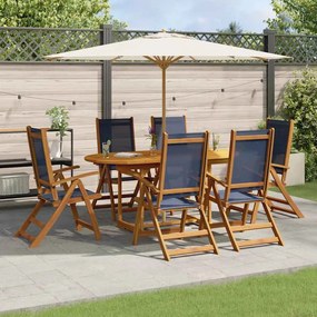 3279309 vidaXL Градински трапезен комплект, 7 части, акация масив и textilene