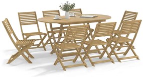 3214229 vidaXL Сгъваеми градински столове 8 бр 48,5x61,5x87 см акация масив