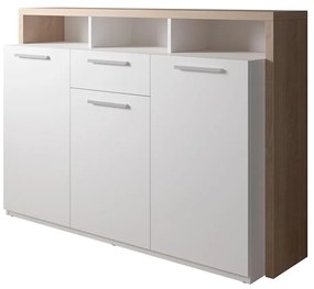 Комод LEBY дъб сонома/бял