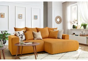 Кадифен ъглов диван в цвят жълта охра Enjoy – Bobochic Paris