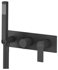 Матово-черна вградена душ батерия (2 изхода) Pax – Sapho