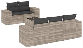 3254639 vidaXL Градински комплект с възглавници, 6 части, светлосив полиратан