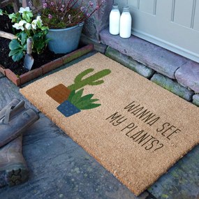 Изтривалка от кокосови влакна 40x60 cm Wanna See My Plants – Artsy Doormats