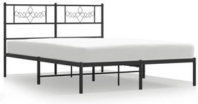 355264 vidaXL Метална рамка за легло с горна табла, черна, 120x190 см