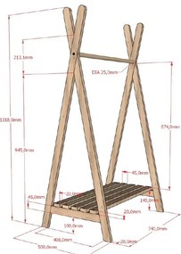 Детска закачалка от масивен дъб в естествен цвят 74x132 cm Forrest – Vipack