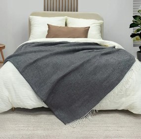 Турско памучно одеяло с декоративни пискюли - сиво Ширина: 150 см | Дължина: 200 см