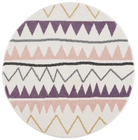 Качествен детски кремав килим с шарен зигзаг десен