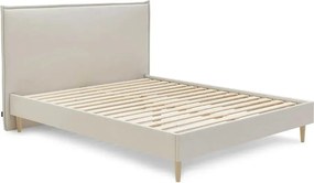 Бежово тапицирано двойно легло с решетка 160x200 cm Sary - Bobochic Paris