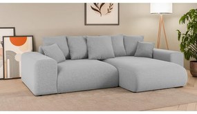 Светлосив разтегателен ъглов диван с място за съхранение (променлив) Luma – Ropez