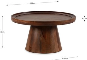 Тъмнокафява кръгла масичка за кафе от масивно манго ø 80 cm Rose – MOME