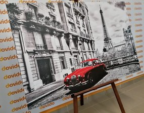 Картина на платно – Червена ретро кола в Париж