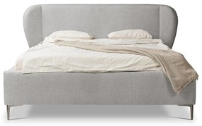 Светлосиво двойно тапицирано легло с включена подматрачна рамка 140x200 cm Makana – Makamii