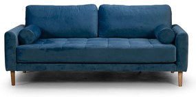 Двуместен диван Midcentury в тъмносиньо кадифе, 180/93/66 см
