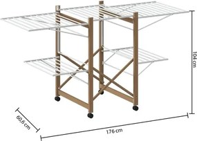 Сушилник за дрехи 5five Wood Effect с 4 колела, Метал Дървесен ефект, 27 m