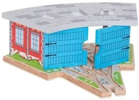 Bigjigs - Дървено разширение - Депо с тройна релса