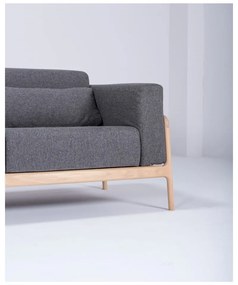 Тъмно сив диван със структура от дъбово дърво , 180 см Fawn - Gazzda