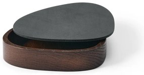 Дървена декоративна кутия за съхранение от еко кожа с капак в антрацитен и кафяв цвят 14x12,5x3,5 cm Curve Nupo – LIND DNA