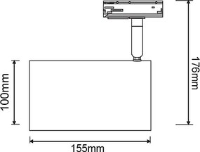 Спот за двупроводна шина TS68PAR3CB, черен мат, 1хЕ27