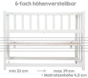 Бяла люлка с регулируема височина/за съвместно спане 90x45 cm Woodland Buddies – Roba