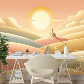 Тапет – Пастелна природа с църква