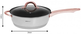 Комплект тенджери и тиган Kinghoff KH 1765, 12 ч, Индукция, Инокс/розово злато
