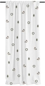 Бяла завеса от памучен сатен 110x250 cm Festive Car – Butter Kings