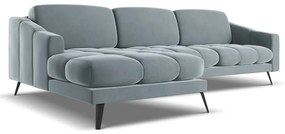 Светлосин кадифен ъглов диван (ляв ъгъл) Nalu – Makamii