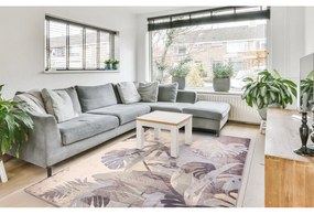 Вълнен килим в кремаво-сиво 133x180 cm Plants - Agnella