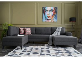 Антрацитен ъглов разтегателен диван (U-образен) Belen - Balcab Home