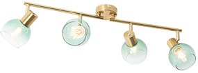 Прожектор в стил Арт Деко златен със зелено стъкло 4-светлина - Vidro