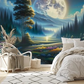 Тапет – Вълшебен нощен пейзаж с луна