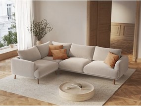 Бежов кадифен ъглов диван (ляв ъгъл/L форма) Naomi – Micadoni