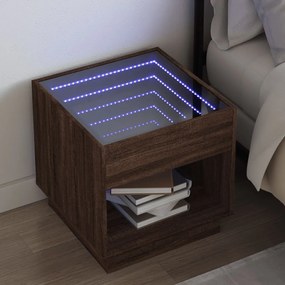 Sonata H Нощна масичка с Infinity LED, кафяв дъб, 50x50x50 см
