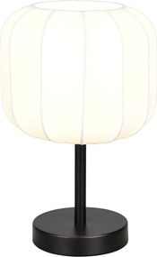 Бяла/матово черно метална настолна лампа с текстилен абажур (височина 30 cm) Madleine – Reality
