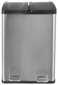 Кошче за боклук за рециклиране с педал от неръждаема стомана в лъскаво сребриато 2x30 l Duo – Orion