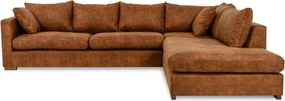 Кафяв ъглов диван от изкуствена кожа (десен ъгъл) Hamburg – Scandic
