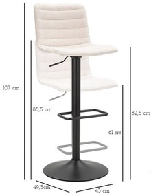 Бяло-черен бар стол с регулируема височина (височина на седалката 61 cm) Malia – Mauro Ferretti