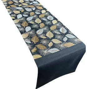 Черна декоративна кратуна с мотив от златни листа Широчина: 35 см | Дължина: 140 см
