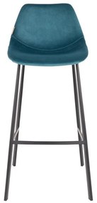 Комплект от 2 бар стола в бензиново синьо с кадифена тапицерия, височина 106 cm - Dutchbone