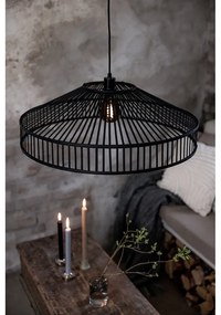 Черно висящо осветително тяло с бамбуков абажур ø 70 cm Tapa – Markslöjd