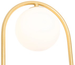 Арт Деко стенна лампа златиста с бяло стъкло - Isabella