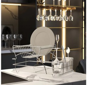 СУШИЛНИК ЗА СЪДОВЕ TEKNO TEL KB 009 , 2 нива , хром-прозрачна тавичка