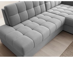 Сив кадифен разтегателен ъглов диван (десен ъгъл) Blezalt – ELTAP