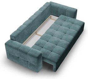 Син кадифен разтегателен диван Luca - Milo Casa